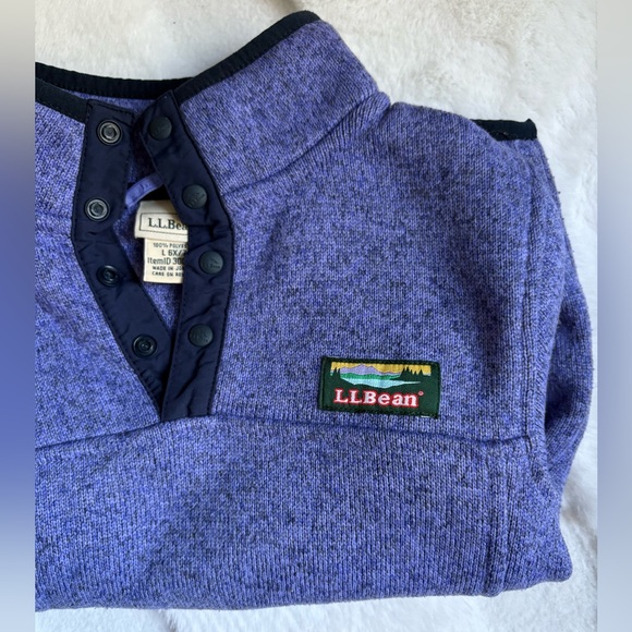 LL Bean 1/4 Snap Purple Fleece Sweater Pullover - Girls Size 6-7 - Picture 3 of 8